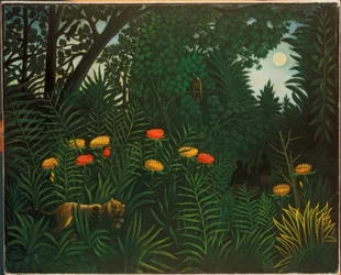 Exotic Landscape with Tiger and Hunters